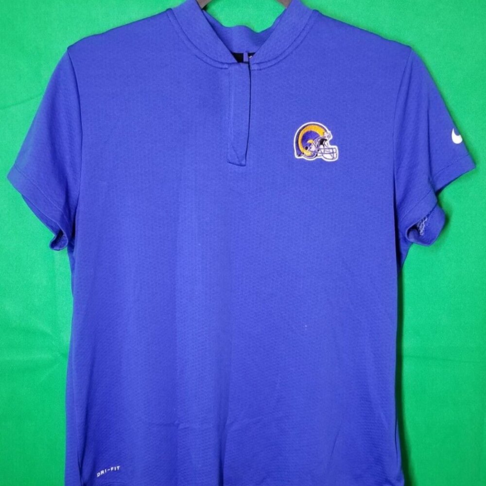 Los Angeles Rams Womens Size L 1/4 Zip Short Sleeve Nike Golf Blue Dri-FIT, NFL